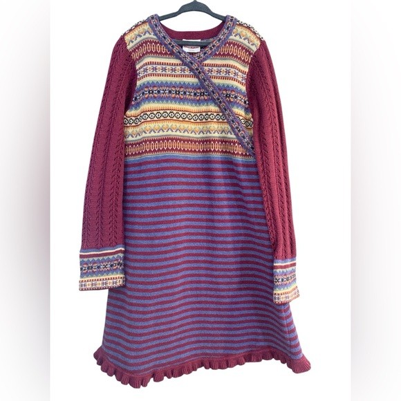 Hanna Andersson Other - Hanna Anderson Fair Isle Knit Stylish Multicolor Striped Sweater Dress size 130